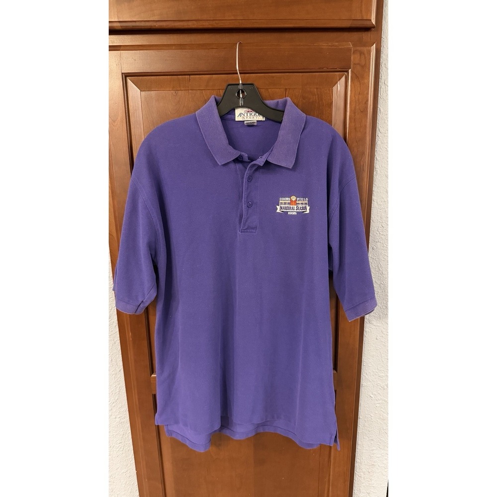 Vintage Antigua Purple Polo L Colorado Rockies 1995 Coors Field Inaugural Season